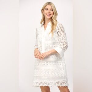 Fate White Lace Shift Dress